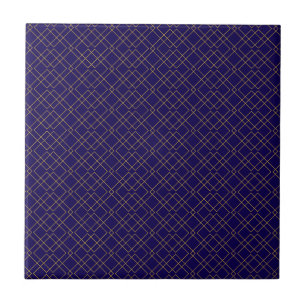 Azulejo Diseño de caja geométrica dorada azul oscuro elega