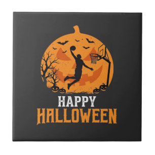 Azulejo Diseño de calabaza de mates de Halloween de balonc