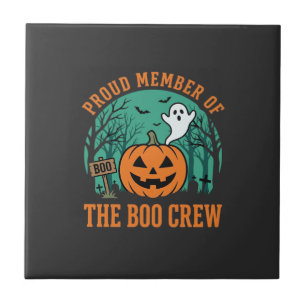Azulejo Diseño de calabaza fantasma de Halloween Boo Crew_