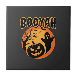Azulejo Diseño de calabaza fantasma de Halloween Booyah
