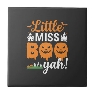Azulejo Diseño de calabaza Little Miss Boo Yah de Hallowee