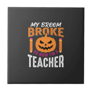 Azulejo Diseño de calabaza rota del profesor de Halloween 
