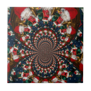 Azulejo Diseño de caleidoscopio de Santa especial de Navid