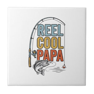 Azulejo Diseño de camisa de pesca Reel Cool Papa_1