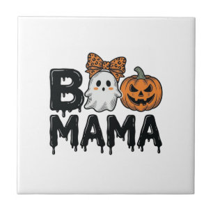 Azulejo Diseño de camiseta Boo Mama Halloween Fantasma Cal