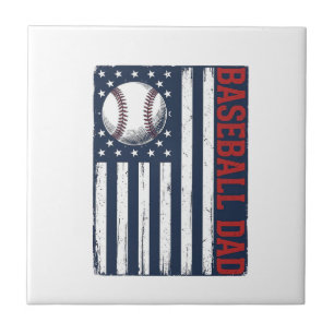 Azulejo Diseño de camiseta con bandera de papá de béisbol