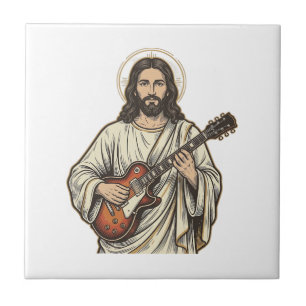 Azulejo Diseño de camiseta con grabado de guitarrista sagr
