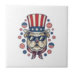Azulejo Diseño de camiseta con grabado vintage de bulldog