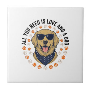 Azulejo Diseño de camiseta con huella de pata de Retriever