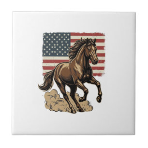 Azulejo Diseño de camiseta de bandera americana de caballo