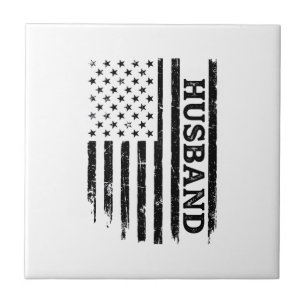 Azulejo Diseño de camiseta de bandera patriótica de marido