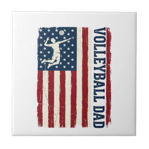 Azulejo Diseño de camiseta de bandera patriótica de papá d
