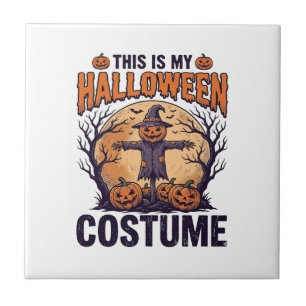 Azulejo Diseño de camiseta de bruja de calabaza de disfraz
