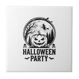 Azulejo Diseño de camiseta de bruja de calabaza de fiesta