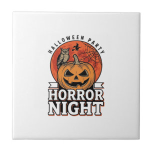 Azulejo Diseño de camiseta de calabaza de noche de terror