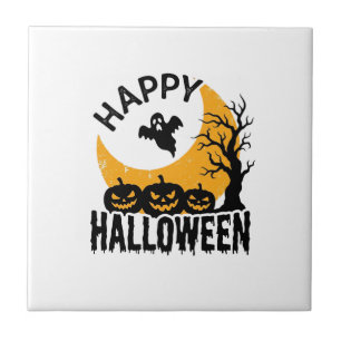 Azulejo Diseño de camiseta de calabaza fantasma Feliz Hall