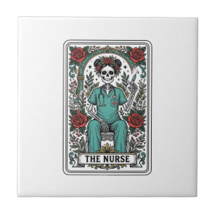 Azulejo Diseño de camiseta de carta de tarot de enfermera 