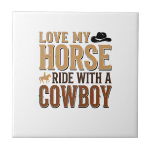 Azulejo Diseño de camiseta de cita de vaquero y caballo oc
