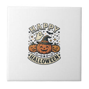 Azulejo Diseño de camiseta de fantasma de calabaza de Hall