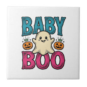 Azulejo Diseño de camiseta de fantasma de Halloween vintag