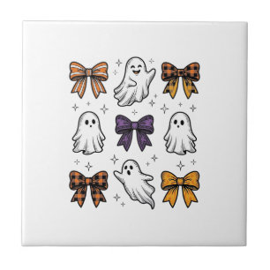 Azulejo Diseño de camiseta de fantasmas y lazos de Hallowe