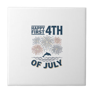 Azulejo Diseño de camiseta de fuegos artificiales del 4 de