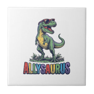 Azulejo Diseño de camiseta de gafas de sol de dinosaurio v