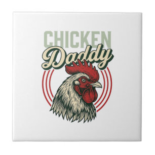 Azulejo Diseño de camiseta de gallo de pollo vintage Daddy