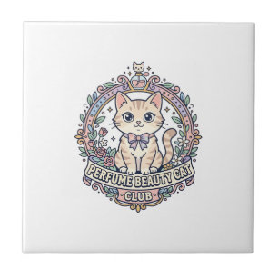 Azulejo Diseño de camiseta de gato lindo gato belleza perf