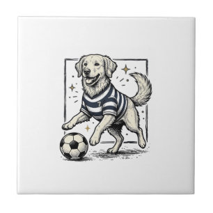 Azulejo Diseño de camiseta de grabado de perro de fútbol v