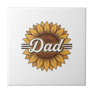 Azulejo Diseño de camiseta de grabado vintage de girasol d