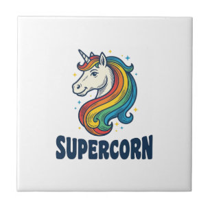 Azulejo Diseño de camiseta de grabado vintage de Supercorn