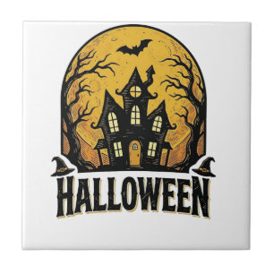 Azulejo Diseño de camiseta de Halloween de casa embrujada