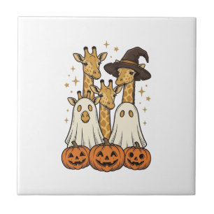 Azulejo Diseño de camiseta de Halloween de jirafa fantasma
