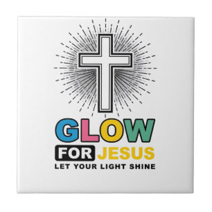 Azulejo Diseño de camiseta de luz de cruz cristiana Glow F