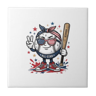 Azulejo Diseño de camiseta de mascota de béisbol patriota