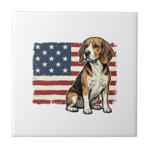 Azulejo Diseño de camiseta de perro con bandera patriótica