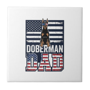 Azulejo Diseño de camiseta de perro patriótico Doberman Vi