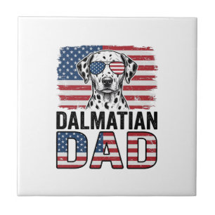 Azulejo Diseño de camiseta de perro vintage patriota padre