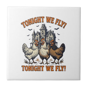 Azulejo Diseno de camiseta de pollo divertido para volar e