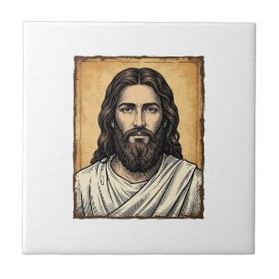 Azulejo Diseño de camiseta de retrato religioso grabado vi