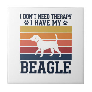 Azulejo Diseño de camiseta de terapia de perro Beagle vint