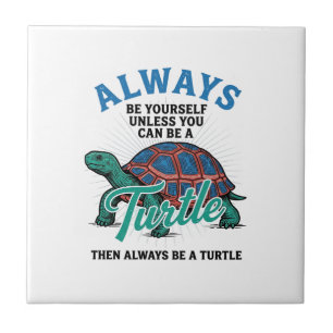 Azulejo Diseño de camiseta de tortuga sé tú mismo vintage_