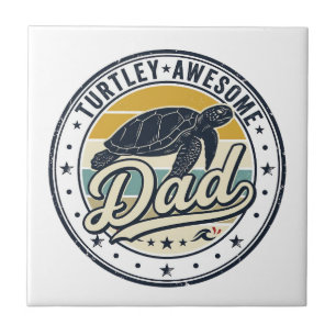 Azulejo Diseño de camiseta de tortuga vintage para papá Tu