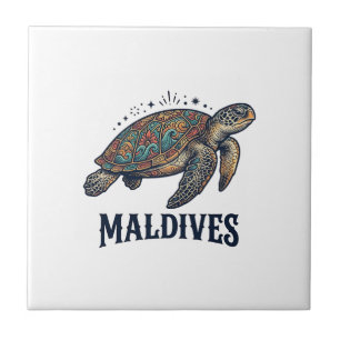 Azulejo Diseño de camiseta de viaje de tortuga marina vint