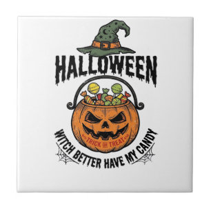 Azulejo Diseño de camiseta divertida de bruja de Halloween