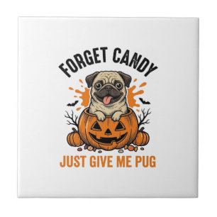 Azulejo Diseño de camiseta divertida de pug de Halloween O
