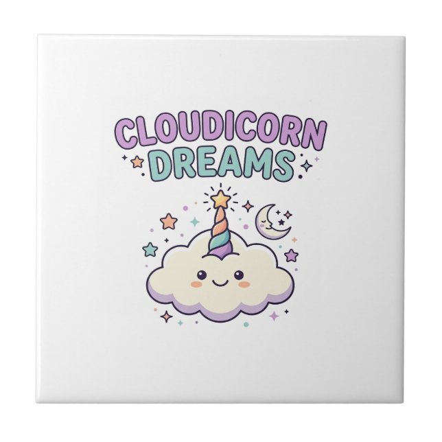Azulejo Diseño de camiseta gráfico de moda Unicorn Cloudic (Frente)