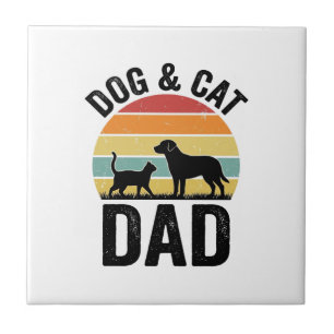Azulejo Diseño de camiseta para papá de perro y gato, aman