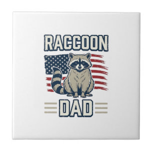 Azulejo Diseño de camiseta patriótica de mapache papá vint